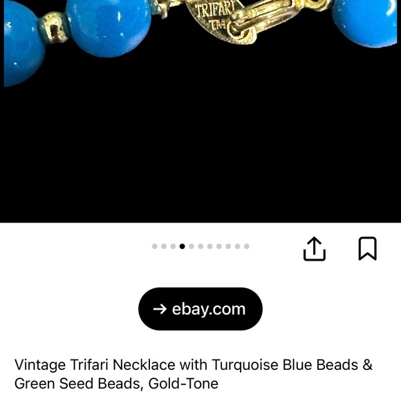 Trifari Vintage Blue and Green Beaded Necklace - Picture 5 of 6
